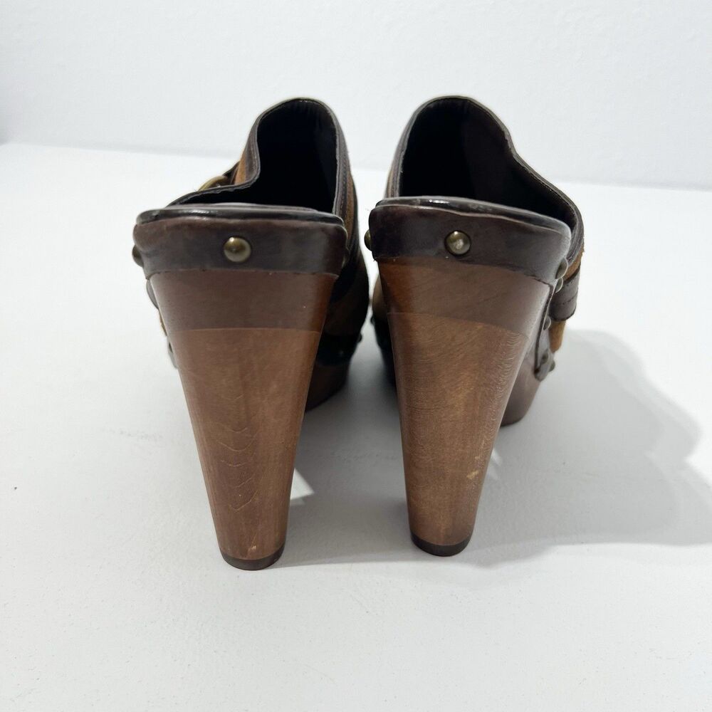 REVOLVE Ralph Lauren Brown Suede Studded Leather Clog Mules with Ring Accent - Picture 5 of 9